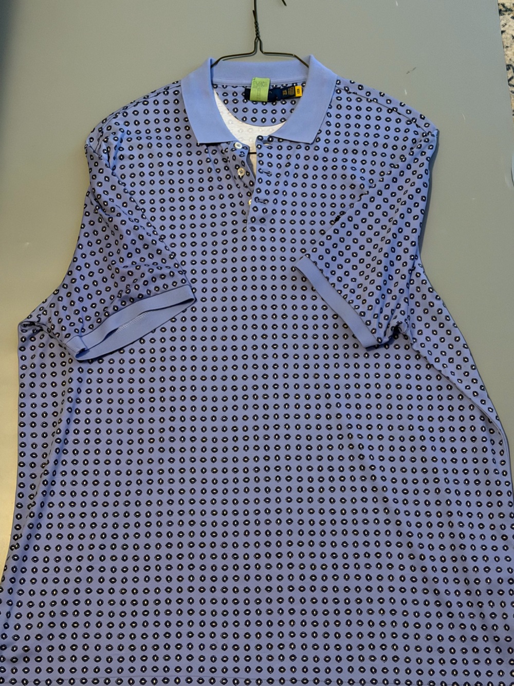 Polo by Ralph Lauren Light Blue Polo with Navy Dot Pattern